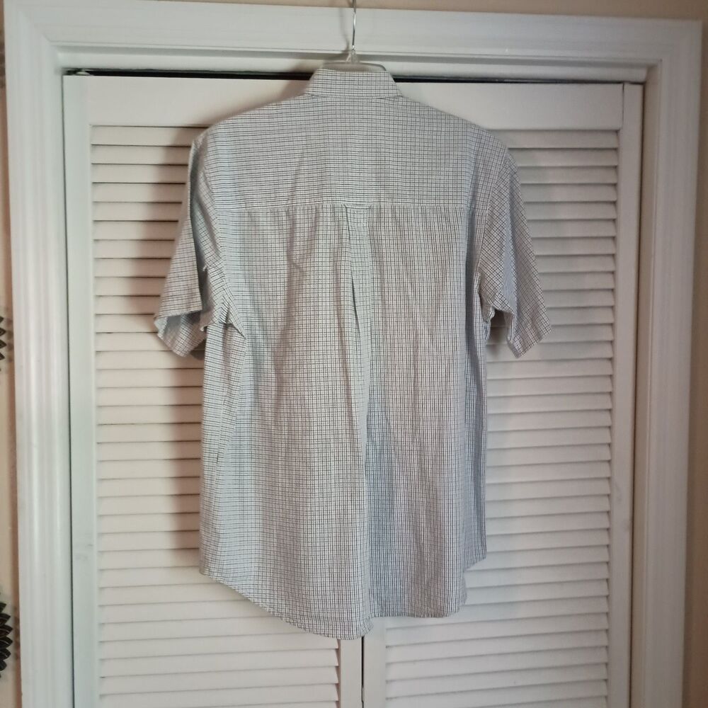 Duck Head Vintage Men's Button Front Shirt Sz Med Blue White Plaid Short Sleeve - Picture 2 of 5